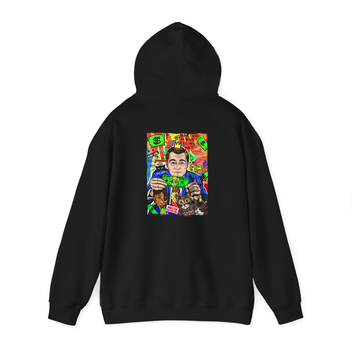 Cat of Wall Street Hoodie Back Design | Unisex Cat Lover Sweatshirt