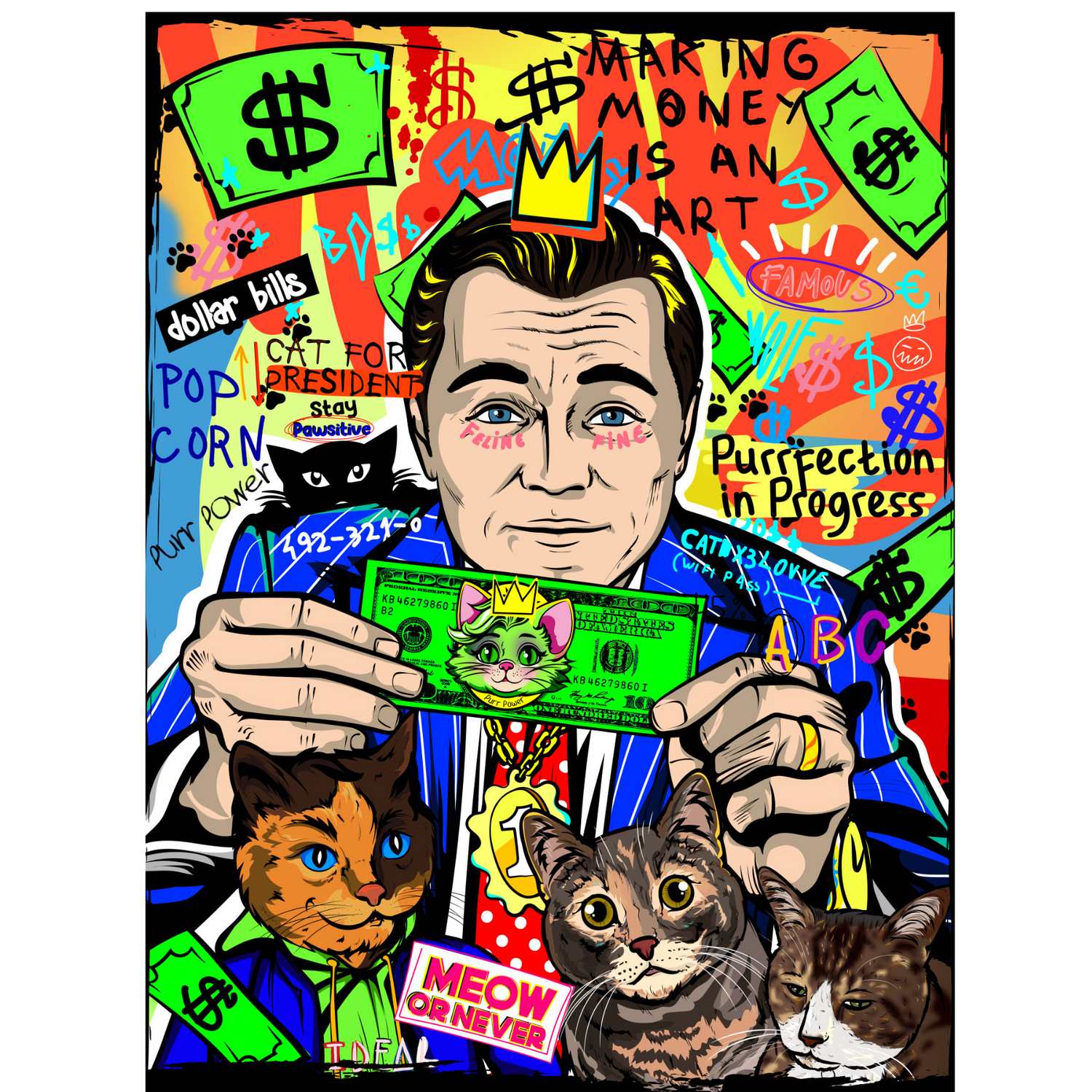 Cat of Wall Street Series | Bold Pillows, Tees, Stickers & Cat Lover Gifts