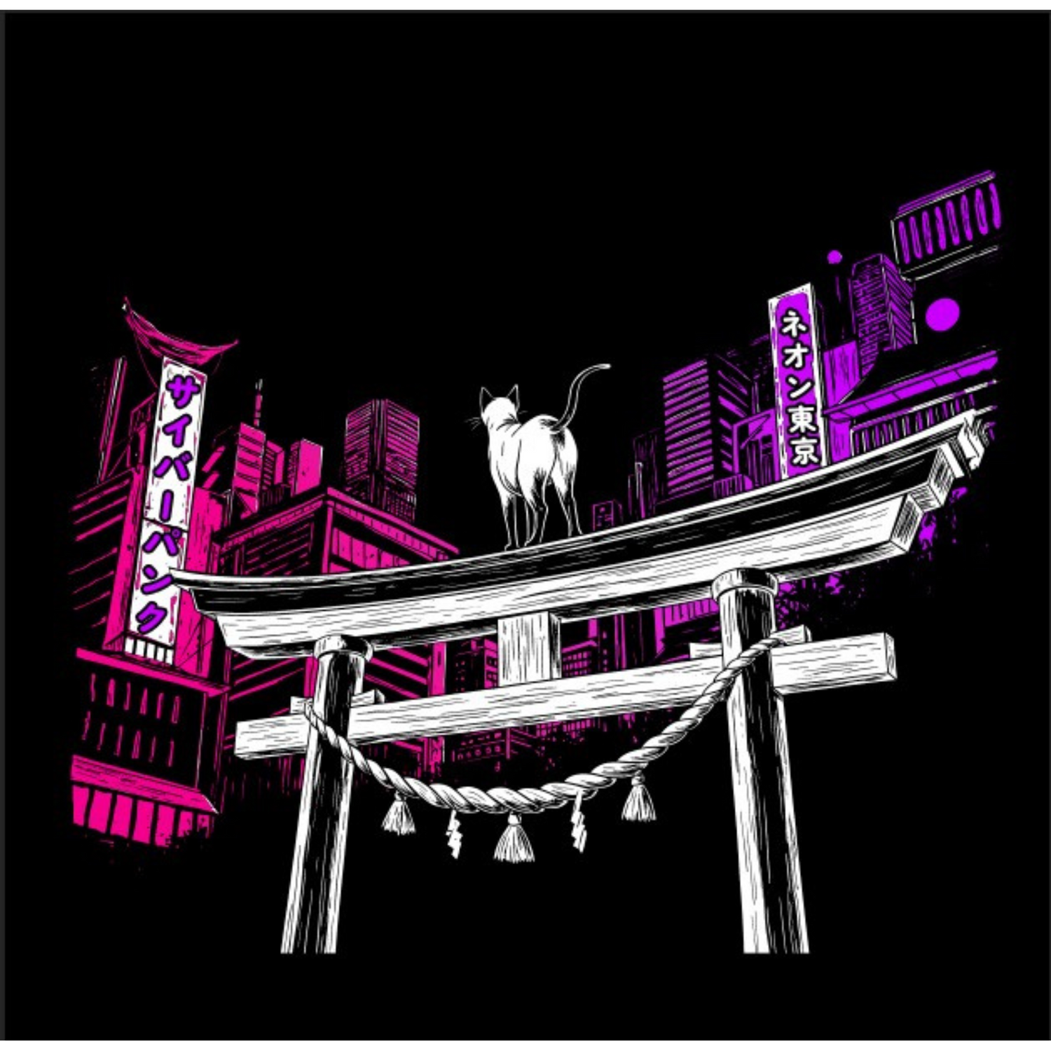 Tokyo Cat Series – Neon Pillows, Tees, Stickers & Cat Lover Gifts 🐾