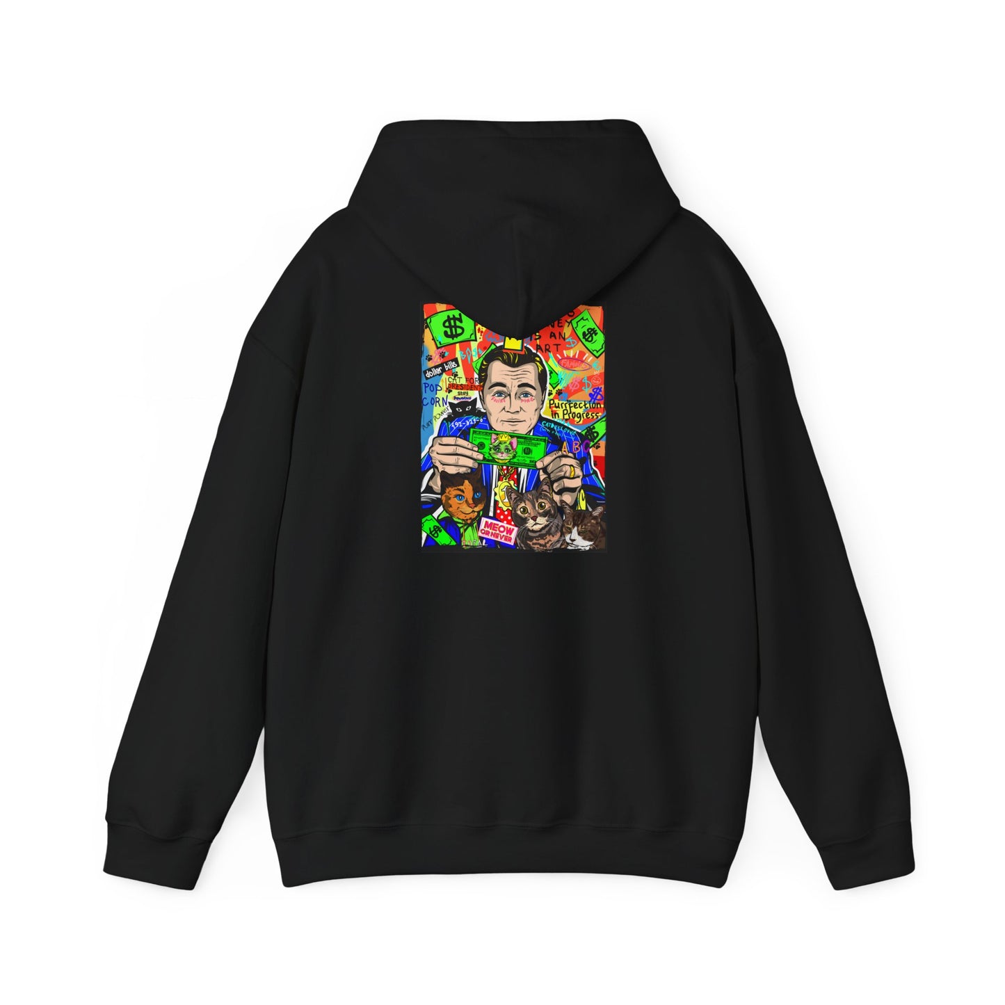 Cat of Wall Street Hoodie Back Design | Unisex Cat Lover Sweatshirt
