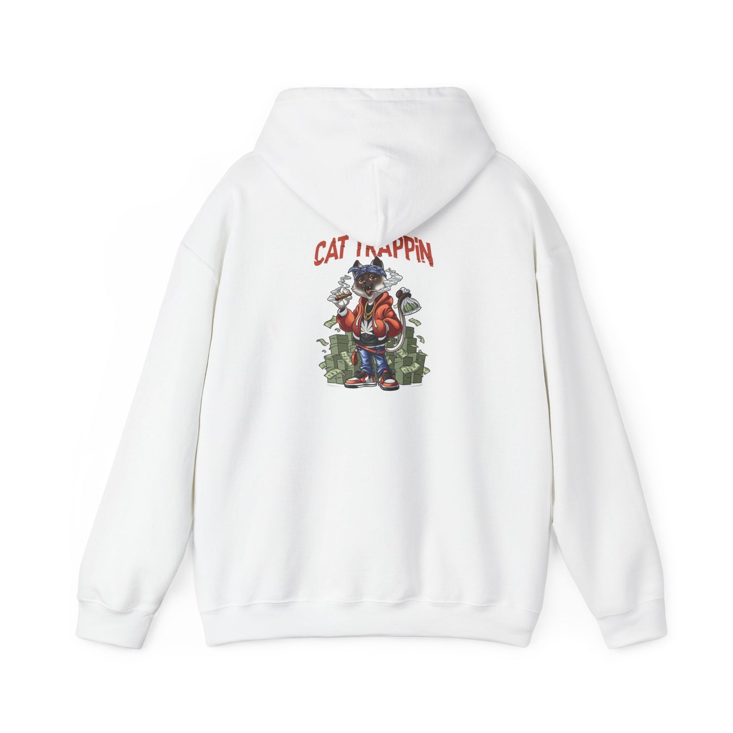 Cat Trappin’ Hoodie Back Design | Unisex Heavy Blend Cat Lover Sweatshirt 🐾