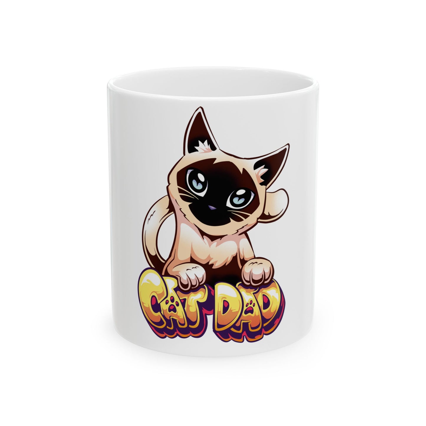 Cat Dad Ceramic Mug 11oz | Glossy Coffee Cup | Dishwasher-Safe Cat Lover Gift