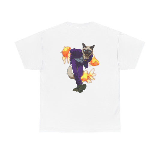 Cyber joker cat T-shirt | Design on the Back