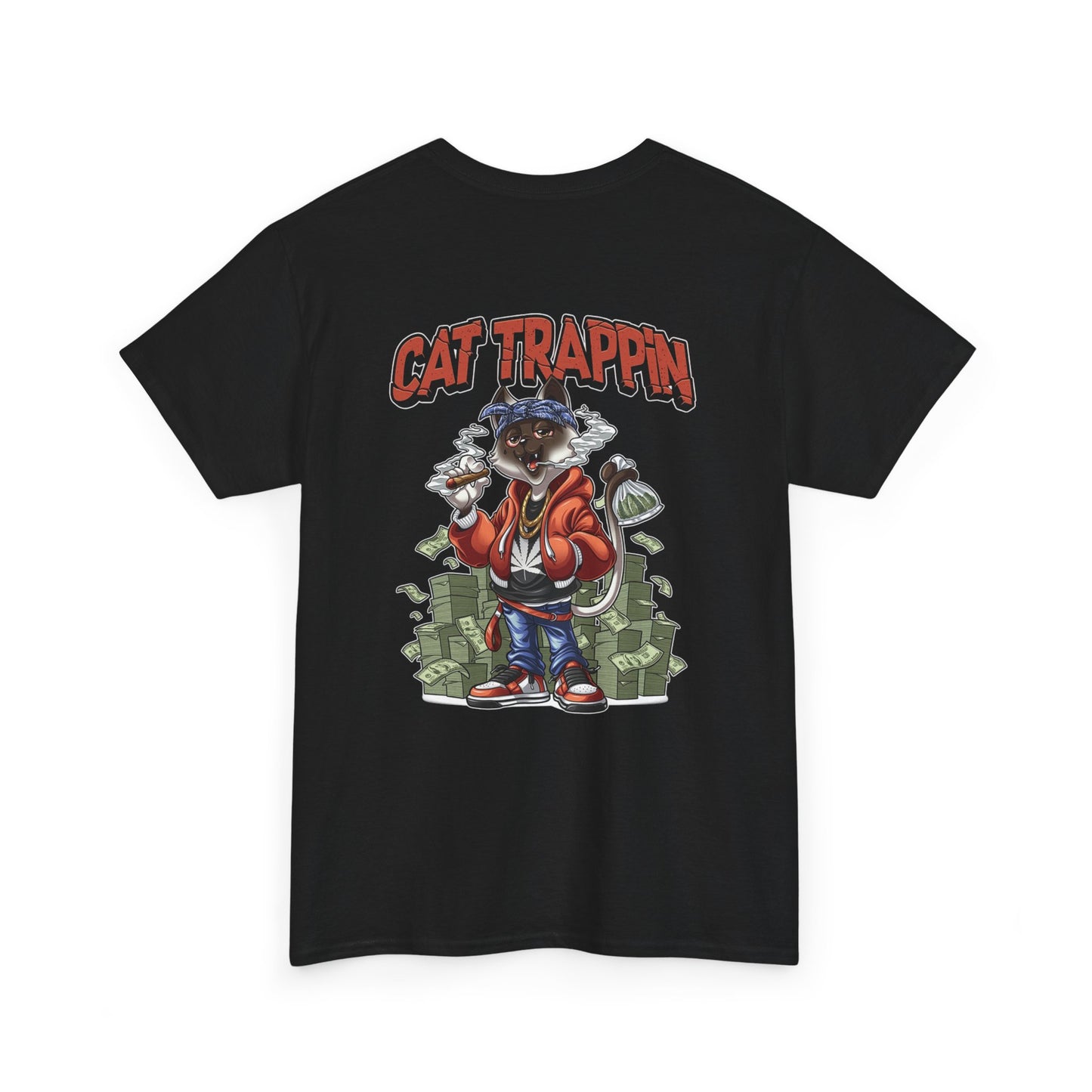 Cat Trappin’ T-Shirt Back Design | Unisex Heavy Cotton Streetwear Tee