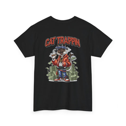 Cat Trappin’ T-Shirt Back Design | Unisex Heavy Cotton Streetwear Tee