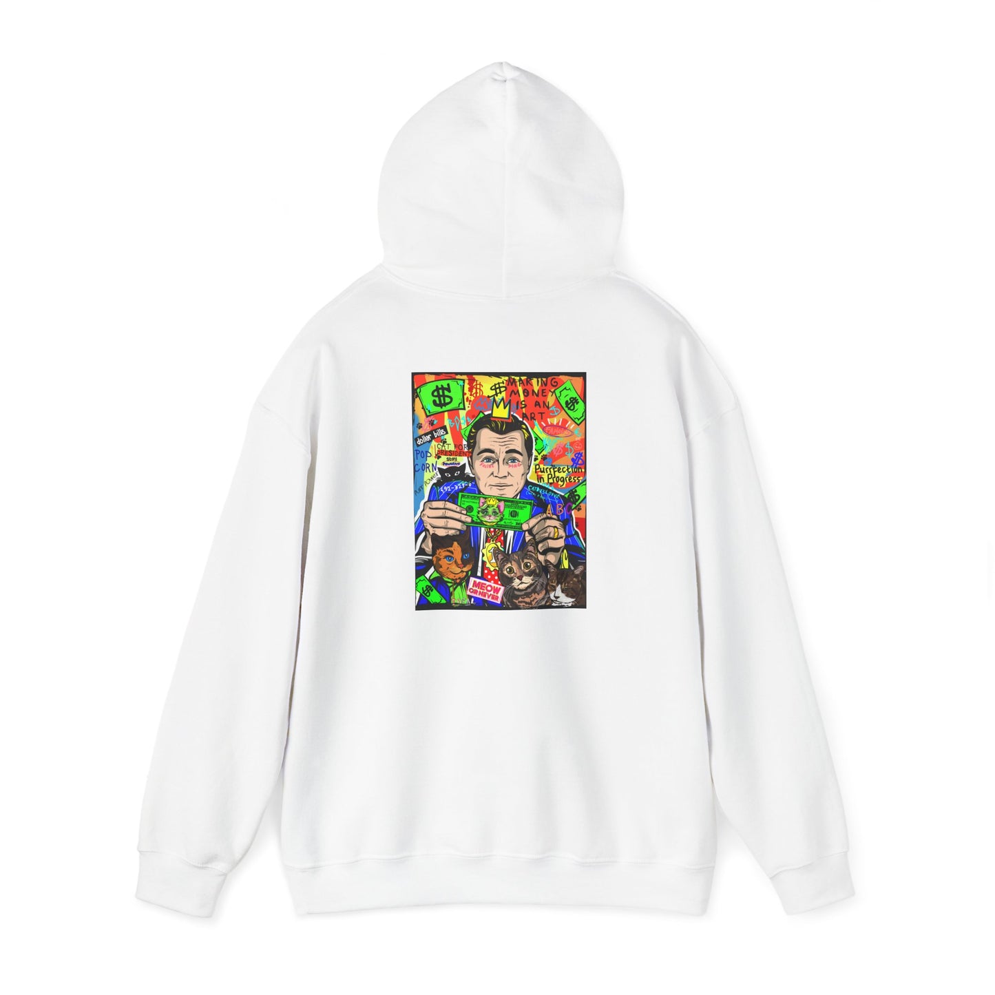 Cat of Wall Street Hoodie Back Design | Unisex Cat Lover Sweatshirt