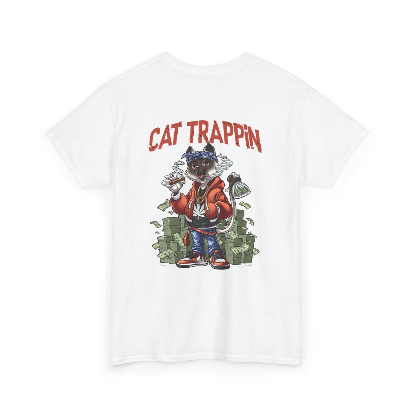 Cat Trappin’ T-Shirt Back Design | Unisex Heavy Cotton Streetwear Tee
