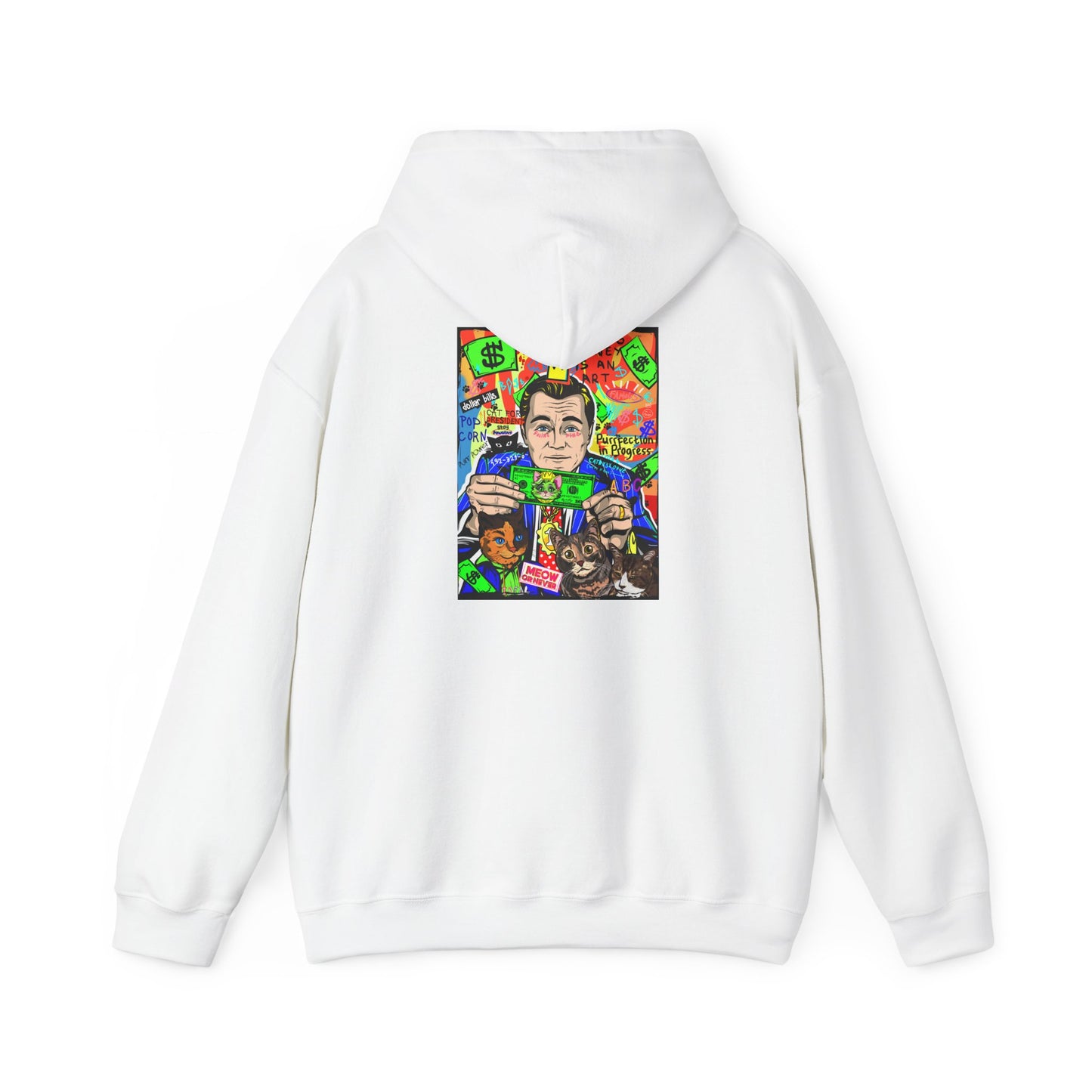 Cat of Wall Street Hoodie Back Design | Unisex Cat Lover Sweatshirt