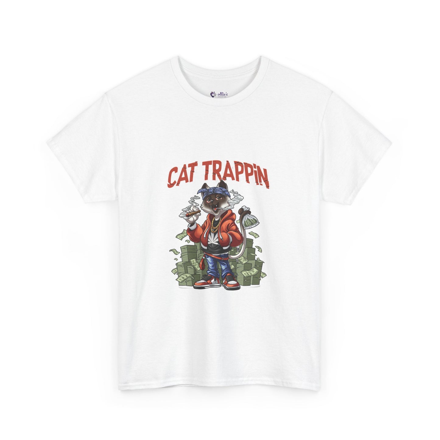 Cat Trappin’ T-Shirt Front Design | Unisex Heavy Cotton Streetwear Tee 🐾