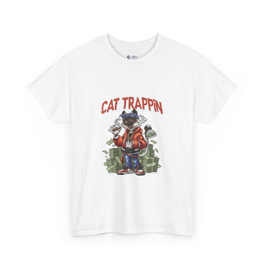 Cat Trappin’ T-Shirt Front Design | Unisex Heavy Cotton Streetwear Tee 🐾