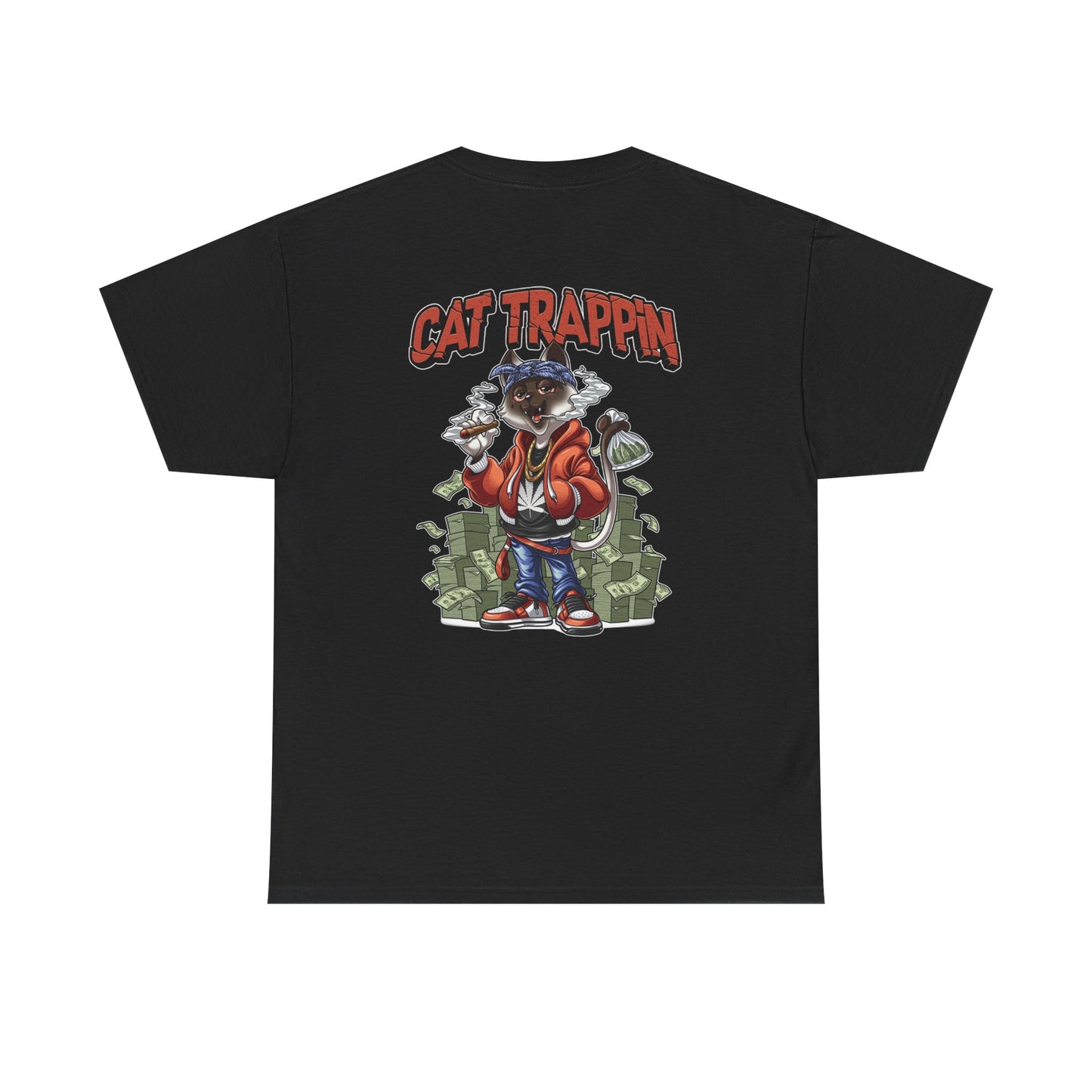 Cat Trappin’ T-Shirt Back Design | Unisex Heavy Cotton Streetwear Tee
