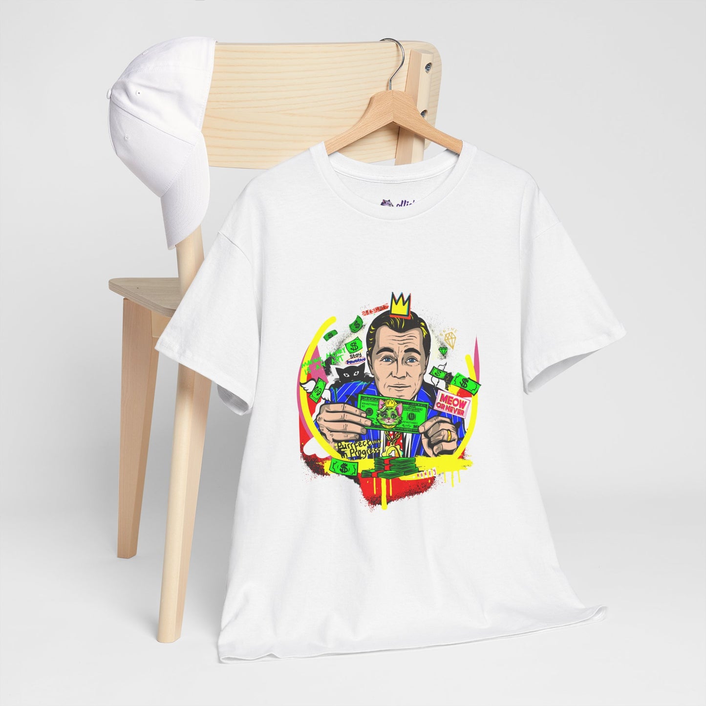 Cat of the Market T-Shirt Front Design | Heavy Cotton Unisex Cat Lover Tee