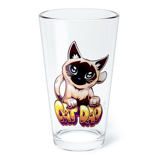 Cat Dad Mixing Glass 16oz | Dishwasher-Safe Cat Lover Barware Gift
