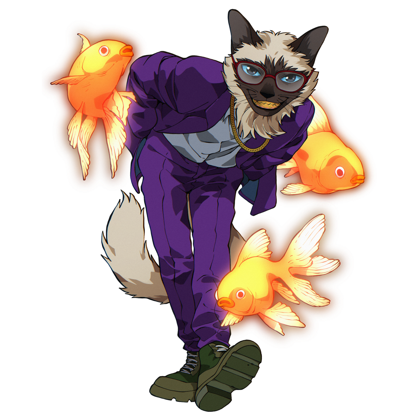 Cyber joker cat T-shirt | Design on the Back